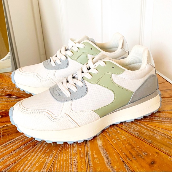 JustFab Shoes - JustFab White and Green Women's Sneakers